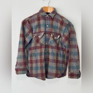 Vintage 90s Woolrich Checkered Multi Colour Wool Flannel Size L